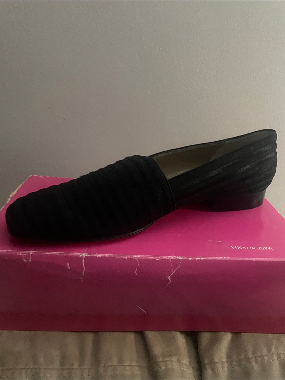 Vaneli Black Textured Slip-On Loafer